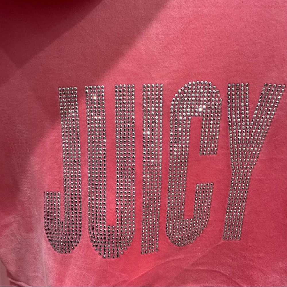 Juicy Couture Pink Crystal Logo Velour Zip Hoodie - Picture 14 of 15